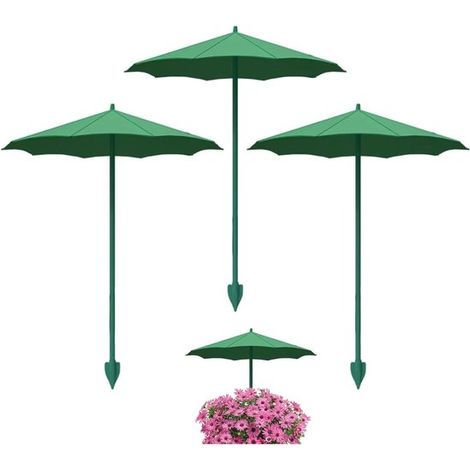 Lot de 3 parasols pour plantes - Protection UV - 34 cm - Pour pots de fleurs et semis - Vert - Protection jardin (1/5)