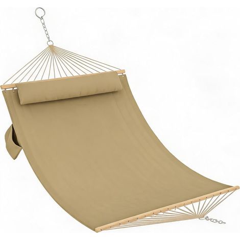 Hamac à suspendre barres en bois marron jaune 350 cm (1/5)