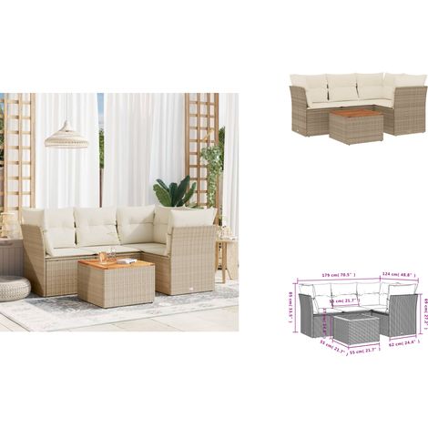 5-tlg. Garten-Sofagarnitur mit Kissen Beige Poly Rattan - Gartenmöbel - Outdoor Möbel - Rattan Gartenmöbel - Lounge Set - Esstisch (1/3)
