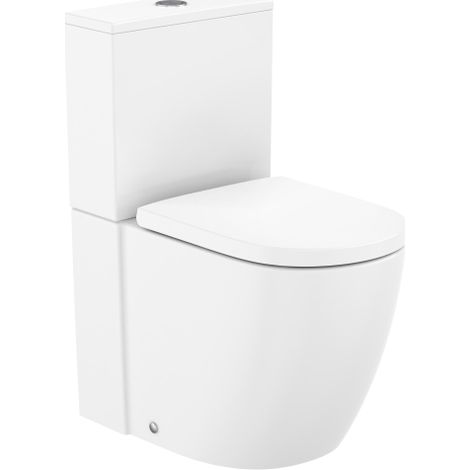 Inodoro completo Meridian Blanco Brillo Roca Vortex adosado a pared con salida dual