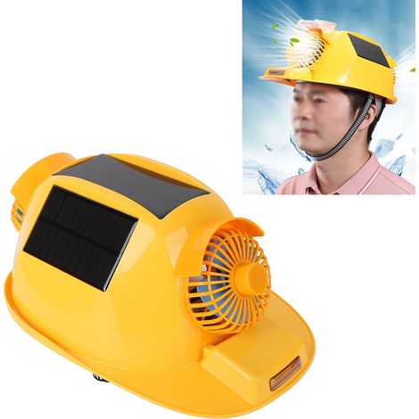 Casque de chantier pour homme à double ventilateur alimenté à l'énergie solaire, casque de sécurité multifonctionnel et rafraîchissant pour les chantiers. (1/5)