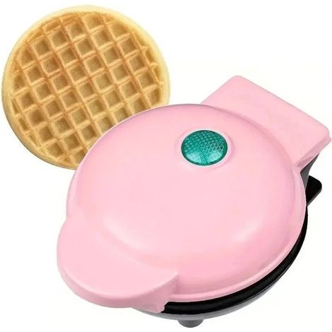 Mini gaufrier - Appareil à gaufres - Gaufrier électrique - Multifonctionnel - Appareil à petit-déjeuner - Appareil à mini-crêpes - Plaque de cuisson ronde électrique - Rose