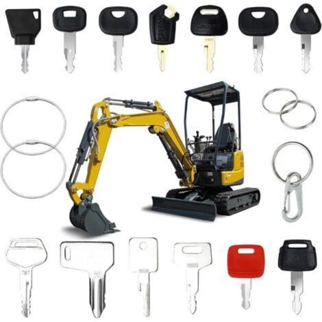 Lot de 18 clés d'allumage de rechange, pour machines de construction, clés de contact, excavatrices, machines de chantier, clés pour machines, interrupteur de démarrage universel (1/5)