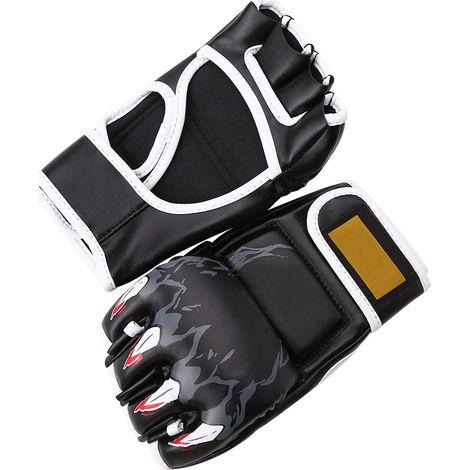 Gants de sac de sable durables, demi-doigt, entraînement de boxe, Sanda, compétition de Combat, noir 1 (1/5)