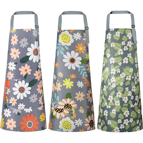 3 Tablier de cuisine ajustable unisexe motif fleurs
