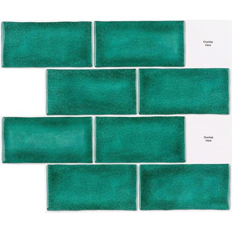 Grüne, selbstklebende Fliesentapete 30 x 25 cm, Mosaik-Stil, wasserfeste Dekorfolie für Badezimmer- und Küchenwandfliesen (1/4)