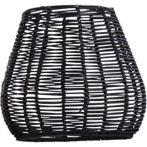 Lampenschirm aus geflochtenem Rattan, Pendelleuchte im Bohème-Stil, einzigartiges Design, Hängeleuchte für Zuhause oder Flur. – Schwarz (1/5)
