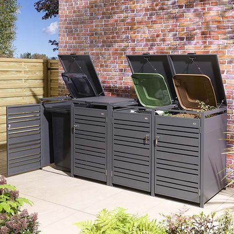 Rowlinson Chelsea Quadruple Metal Bin Store - Anthracite