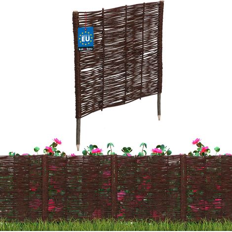 KOTARBAU® Clôture Bois  - Bordure Jardin Extérieur - 60 x 60 cm - Bordure de Jardin en Osier à Planter - Marron - Cloture en Osier - Décoration Extérieure (1/5)