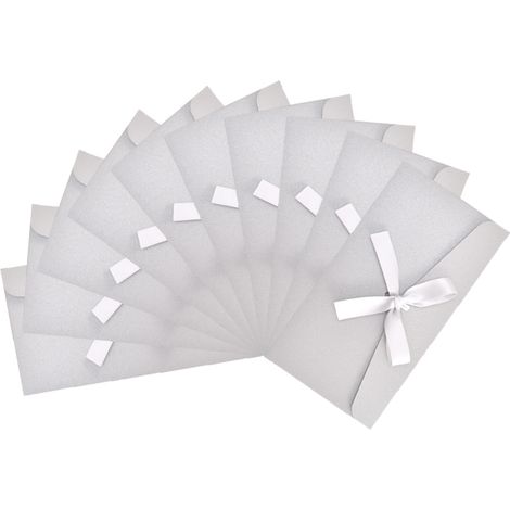 10 Envelopes, Papier nacré, Ruban soie, Mini format, Invitation mariage, Anniversaire, Noël(Troisième trimestre : août) (1/5)