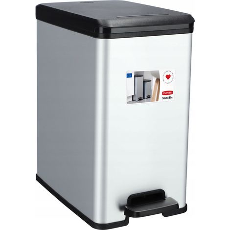 Curver Slim Bin 25L Abfallbehälter, Silber