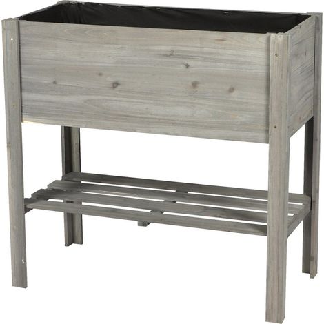 Potager sur pieds en bois "Mon Jardin" - Gris - L 80,5 x l 40 x H 78,5 cm - Livraison gratuite (1/4)