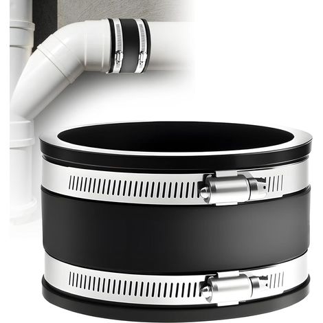 Raccord de 100 mm de diamètre, manchon en caoutchouc flexible avec colliers de serrage en acier inoxydable (1/5)