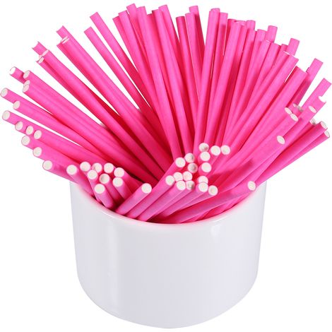 100 Pcs Lot Bâtonnets Sucettes Colorés 10cm Rose - Tiges pour Gâteaux Pop, Chocolats et Bonbons