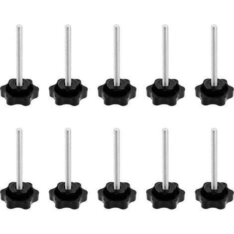 30 Pièces Bouton de Serrage M6 x 60 mm Vis à Tête Étoilée Bouton Moleté à Filetage Noir, Vis à Oreilles Galvanisés, pour Tour de Machines Mécanique (1/5)