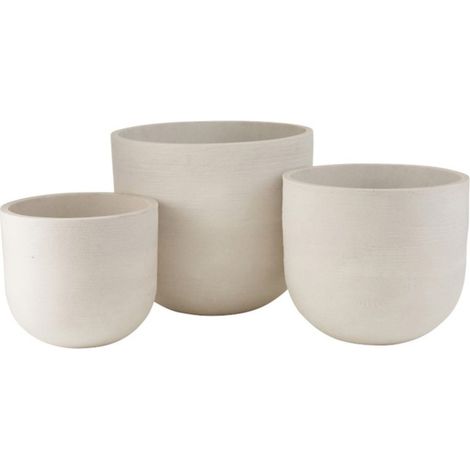 Lot de 3 Cache-Pots Céramique "Roda" 50cm Blanc