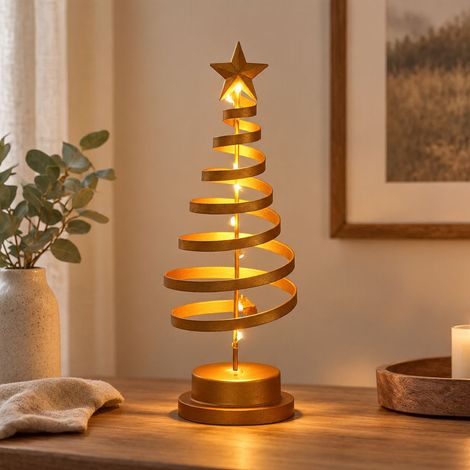 FLITI Veilleuse Sapin de Noël en Fer Forgé, Lampe Décoration Intérieure Fêtes, Lumière Chaude à Piles (1/5)