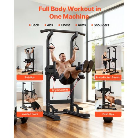 Barre de Traction Autoportante Capacité 150 kg, Chaise Romaine Hauteur et Dossier Réglables, Tour de Musculation Dips Pompes Relevé…