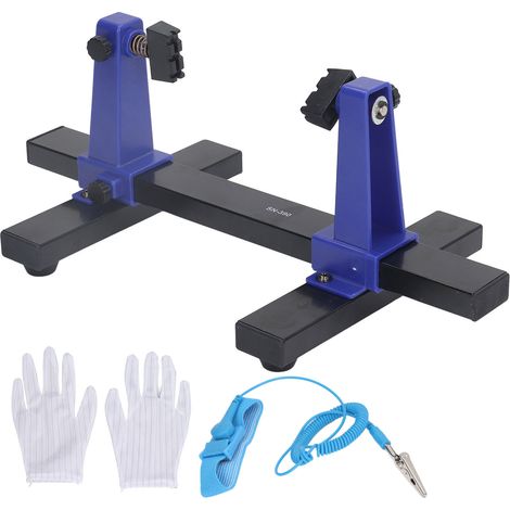 Antistatische Pinzette für Leiterplatten mit verstellbarer, 360° drehbarer Halterung, Entlötset inklusive Ring und Handschuhen (1/5)