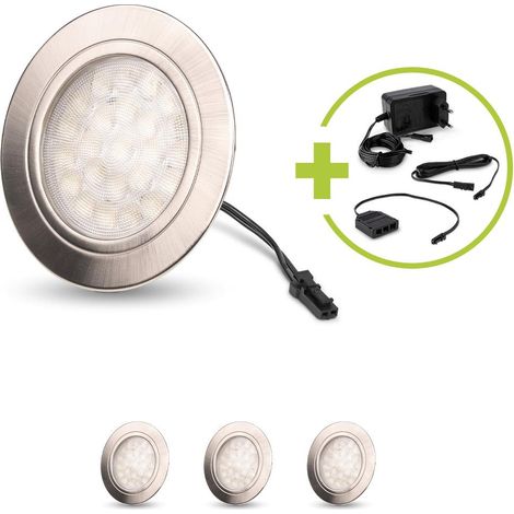 LED Spot rund 2W 12V 150lm IP20 Ø65x11mm Ausschnitt Ø58mm - Lichtfarbe: Warmweiß 3000K - Anzahl: 4x (1/5)