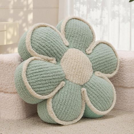 Coussin décoratif mignon à motif de marguerites pour canapé, chaise, lit, chambre d'adolescente, chambre de fille, décoration esthétique (vert sauge) 40,6 cm (1/5)
