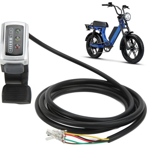 Accélérateur 6 Fils avec Interrupteur Marche/Arrêt et Indicateur de Batterie pour Vélo/Scooter Électrique 36V - Ouverture 22mm (1/5)