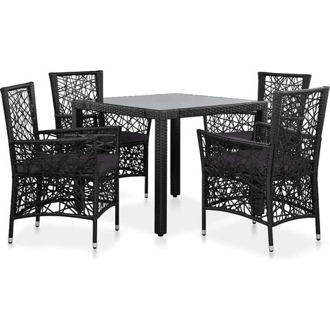 vidaXL Juego de comedor de jardín 5 piezas de ratán sintético negro (1/5)