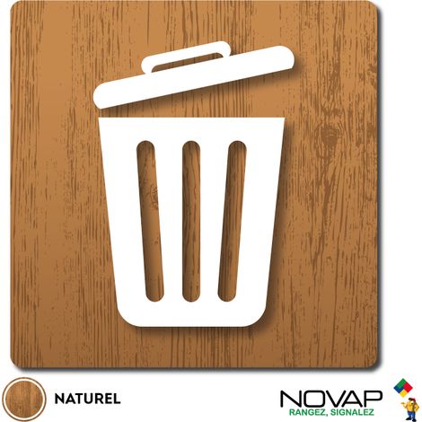 Plaque Local poubelles - Wood Chêne naturel 90x90mm - 4350035 (1/3)