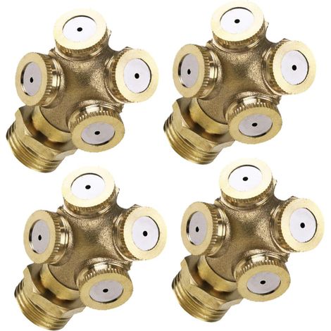 Buse De Pulvérisation à 4 Trous En Laiton Pour Irrigation De Jardin Et Pelouse, Montage Extérieur 1/2, Lot De 4, Refroidissement Par Brumisation, Usage Agricole Et Industriel (1/5)