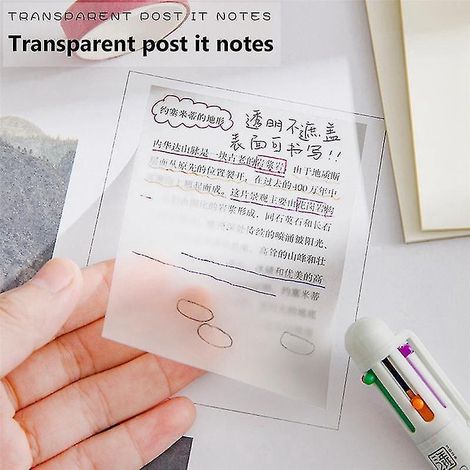 300 feuilles de notes adhésives transparentes imperméables pour animaux de compagnie, listes de tâches quotidiennes, papier à notes pour étudiants et bureau, 6-- (1/5)