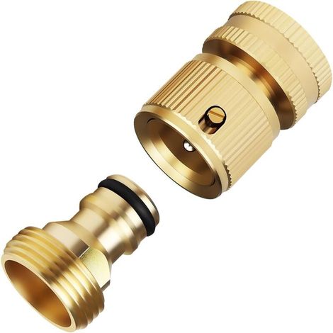 Raccord rapide pour tuyau d'arrosage, connecteur de robinet à filetage mâle 3/4 po et connecteur rapide en laiton à filetage femelle, adaptateur de robinet fileté