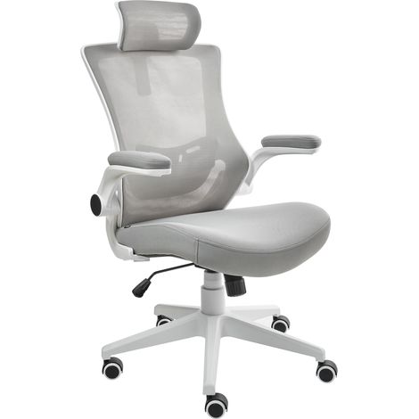 Silla de oficina profesional giratoria tapizado de malla reposacabezas y reposabrazos ajustables asiento neumático gris claro Paladin (1/5)