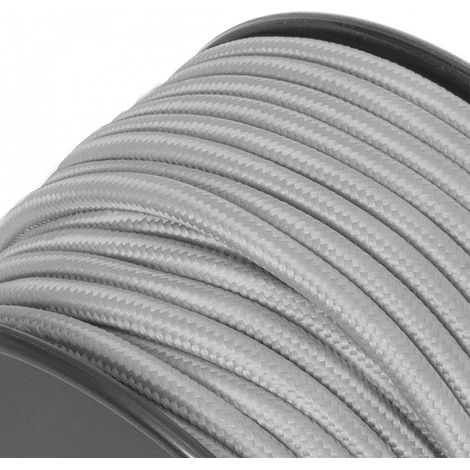 Fil électrique en tissu sur mesure 1m – Couleur gris – Pour éclairage intérieur chic – 12 couleurs disponibles – Ecolife Lighting (1/3)