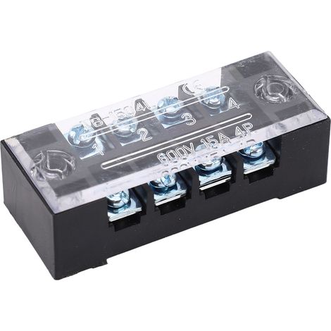 Bornier double rangée haute intensité à vis M3 avec couvercle, 15 A, 600 V, lot de 5 (1/5)