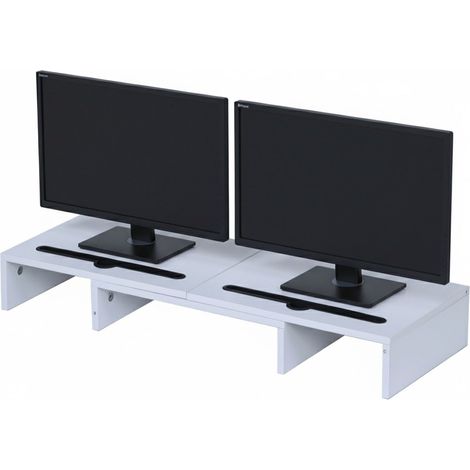 Soporte para dos monitores, altura ajustable, blanco