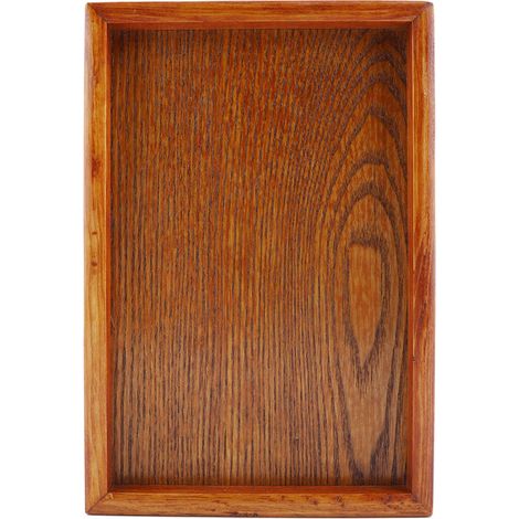 Plateau à thé rectangulaire en bois, assiette de service, collations, plat de stockage des aliments pour htel et maison (22x15cm) (1/5)