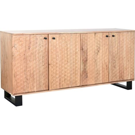 buffet acacia et métal style moderne finition naturelle sculptée - acacia naturel et pieds métal noir (1/5)