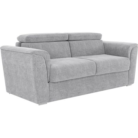 Divano letto 4 posti express in tessuto testurizzato grigio chiaro Letto 160 cm Materasso 22 cm memory foam - RIZORA