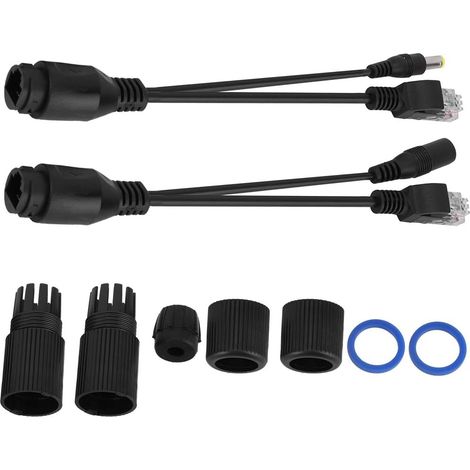 Câble répartiteur POE, 2 Paires Micro Caméra IP POE Adaptateur Alimentation sur Ethernet Injecteur 12 V Splitter pour câble Chargement USB Port Connecteur Power Over Ethernet Adaptateur, Noire (1/5)