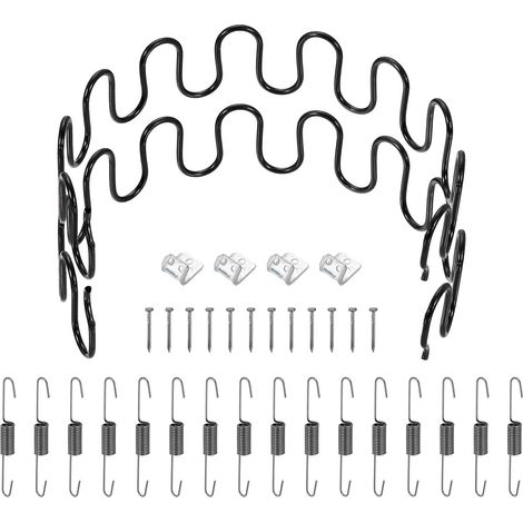 2Pcs 17.7" Kit Remplacement Ressorts Rembourrage Avec Arc Noir Kit Réparation, En Acier Au Carbone, Pour Coussins Affaissés, Crochets D'Équilibre, Attaches Ressorts En S (1/5)