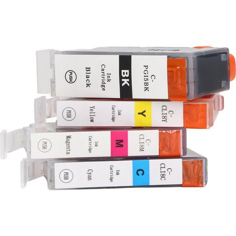 Cartouches d'encre de rechange compatibles pour imprimantes PIXMA IP4200, IP4300 et IP4500 (4 couleurs) (PGI-5BK CLI-8C MY) (1/5)