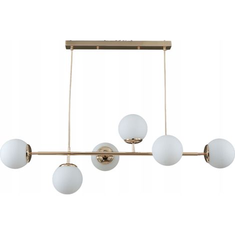 Lampada a sospensione, lampadario da soffitto a sfere dorate, moderno, a LED lattiginoso (1/2)
