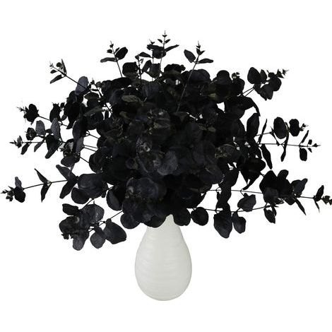 1 paquet de fleurs artificielles noires, tiges d'eucalyptus artificielles, bouquet de 20 branches de 47 cm, feuilles d'eucalyptus pour vase, centre de table de mariage, bricolage.-AquaForge