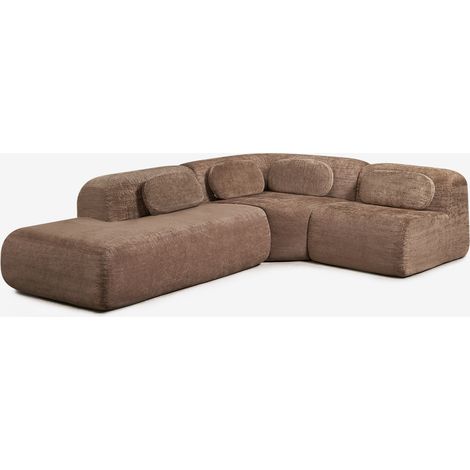 Sofá modular rinconera de 3 piezas con diván izquierdo en chenilla envasado al vacío Merida SKLUM       