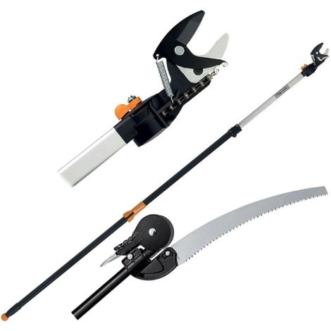 Fiskars – Sécateur télescopique – Angle de coupe réglable – Coupe 32 mm – Longueur 240 à 410 cm – Pour bois dur et teck