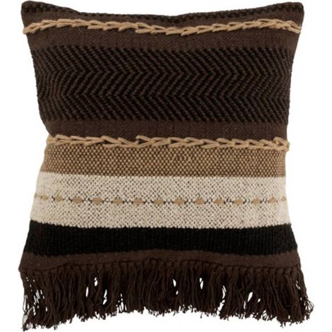Coussin Déco à Franges "Ethnique" 45cm Marron (1/2)