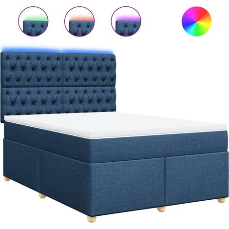 Maison Exclusive - Cama box spring con colchón tela azul 160x200 (1/5)