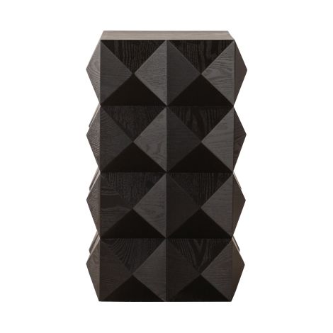 Table d'appoint style vintage (avec motif gaufré 3D) — Table de chevet en bois noir aucun assemblage requis (1/4)