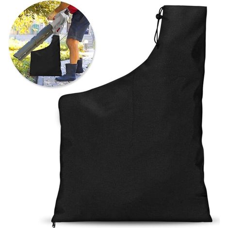 Sac de récupération pour aspirateur à feuilles - 60 x 44 cm - Noir - Sac Oxford étanche avec fermeture éclair - Sac de récupération de rechange pour aspirateur de jardin pelouse et souffleur à (1/5)