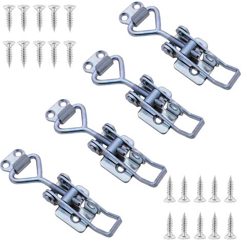 4 Pièces Loquet à Bascule en Acier Inoxydable, Fermeture à Levier avec Trou de Serrure Loquets à Bascule GH-4001 Réglables Capacité de Rétention 100kg 220lbs pour Armoire Porte, Valises (1/5)
